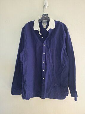 RRL Double RL & Co Button Up Shirt Blue White Colar Size XXL